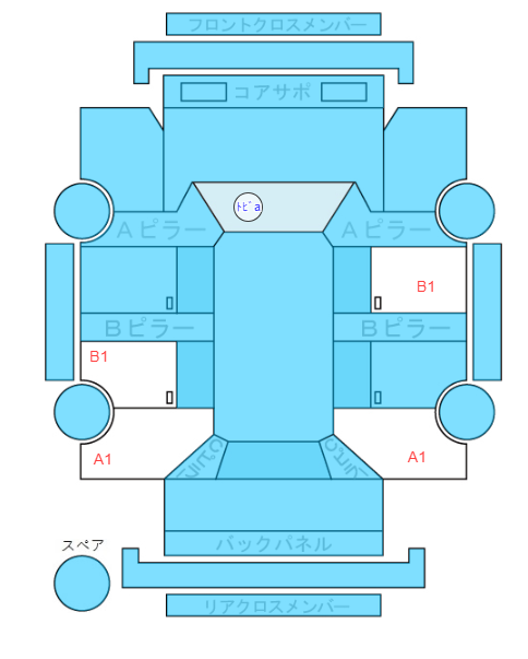 Body condition diagram (damage marks, Japanese labels)