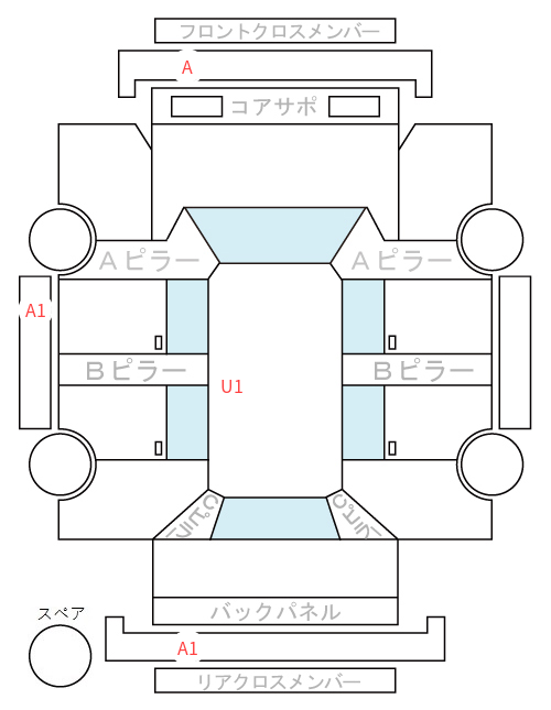 Body condition diagram (damage marks, Japanese labels)