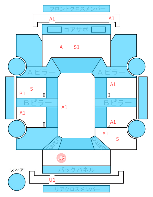 Body condition diagram (damage marks, Japanese labels)