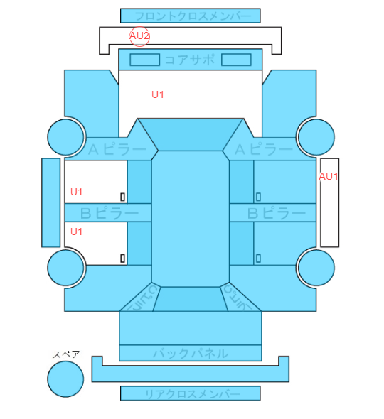 Body condition diagram (damage marks, Japanese labels)