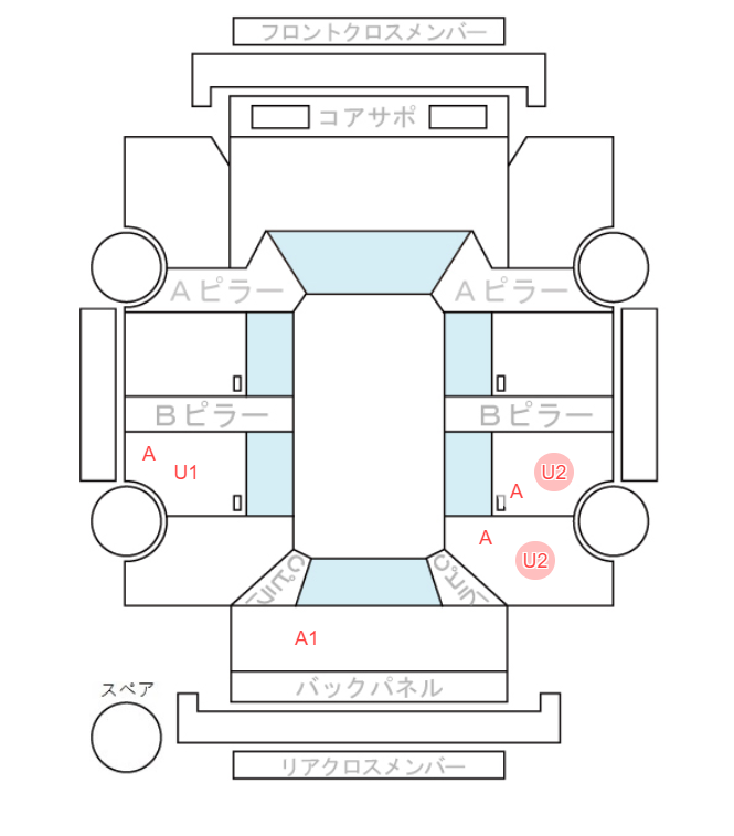 Body condition diagram (damage marks, Japanese labels)