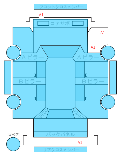 Body condition diagram (damage marks, Japanese labels)