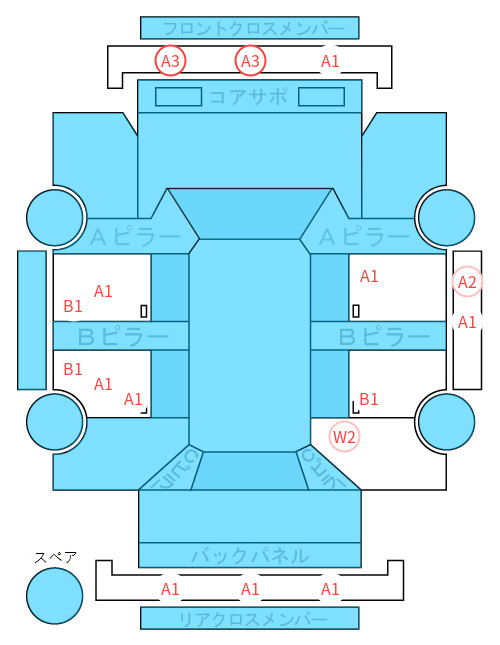 Body condition diagram (damage marks, Japanese labels)