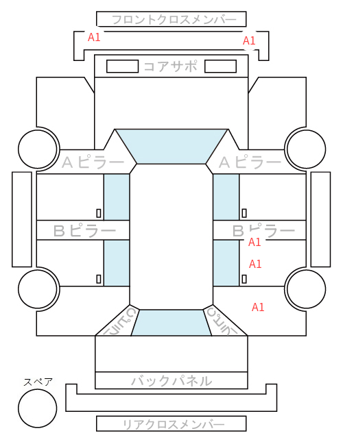 Body condition diagram (damage marks, Japanese labels)