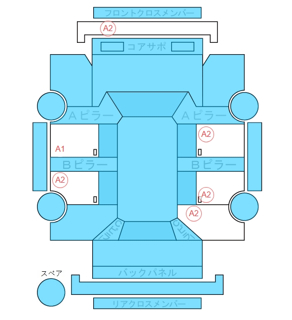 Body condition diagram (damage marks, Japanese labels)