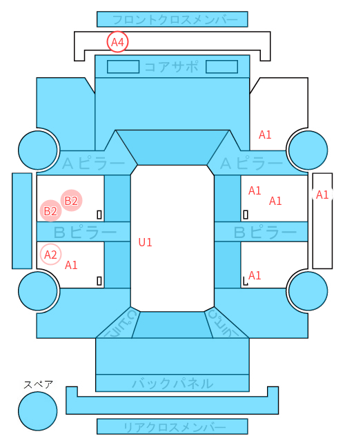 Body condition diagram (damage marks, Japanese labels)