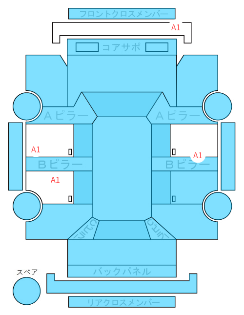 Body condition diagram (damage marks, Japanese labels)