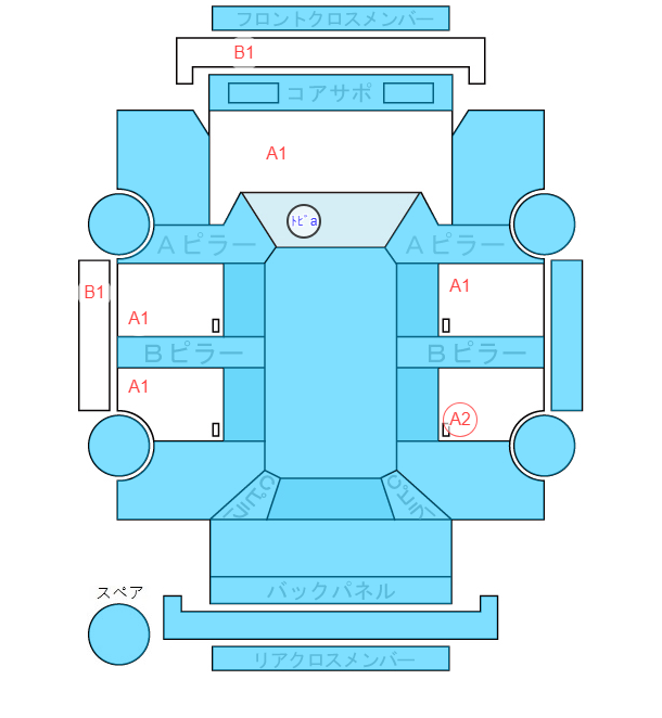 Body condition diagram (damage marks, Japanese labels)