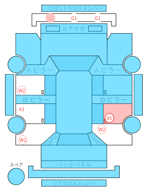 Body condition diagram (damage marks, Japanese labels)