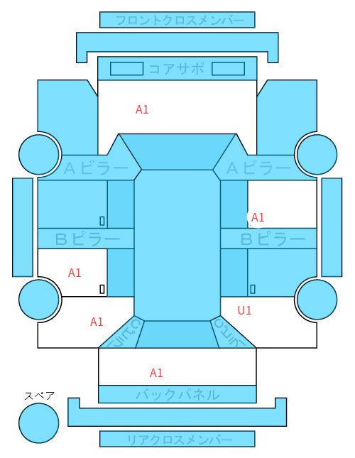 Body condition diagram (damage marks, Japanese labels)