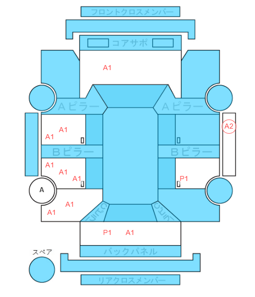 Body condition diagram (damage marks, Japanese labels)