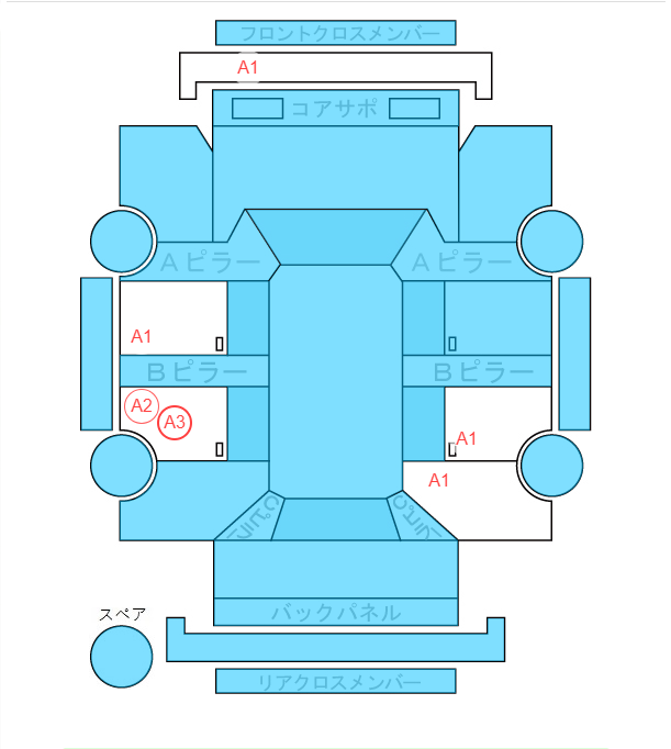 Body condition diagram (damage marks, Japanese labels)
