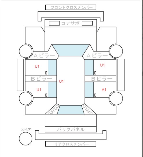 Body condition diagram (damage marks, Japanese labels)