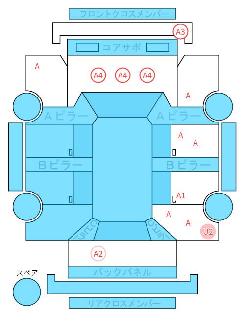 Body condition diagram (damage marks, Japanese labels)