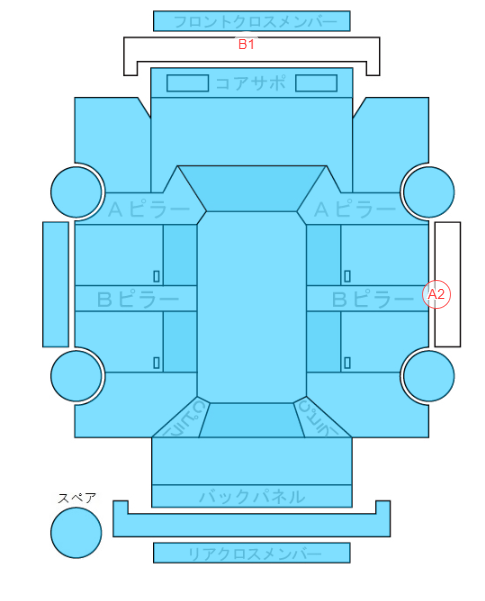Body condition diagram (damage marks, Japanese labels)