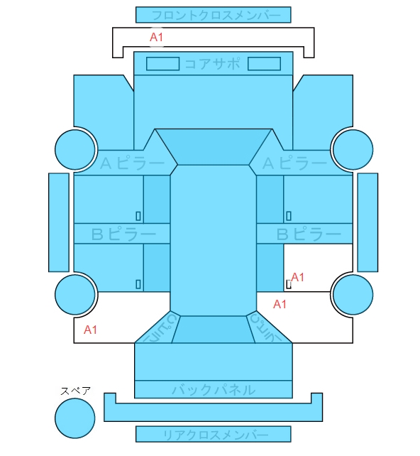 Body condition diagram (damage marks, Japanese labels)