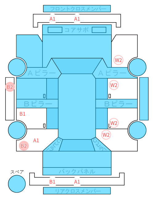 Body condition diagram (damage marks, Japanese labels)