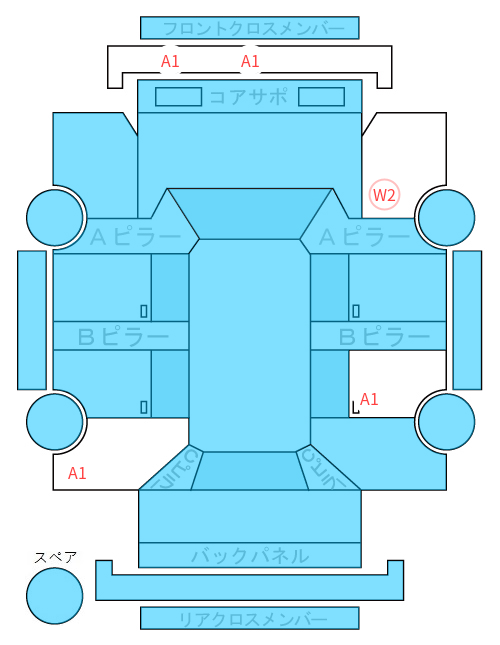 Body condition diagram (damage marks, Japanese labels)