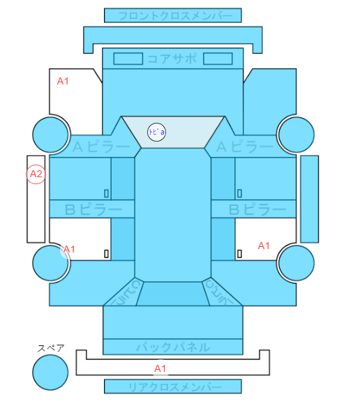 Body condition diagram (damage marks, Japanese labels)