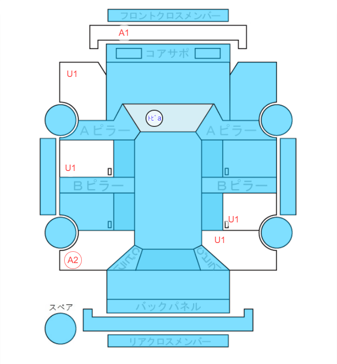 Body condition diagram (damage marks, Japanese labels)