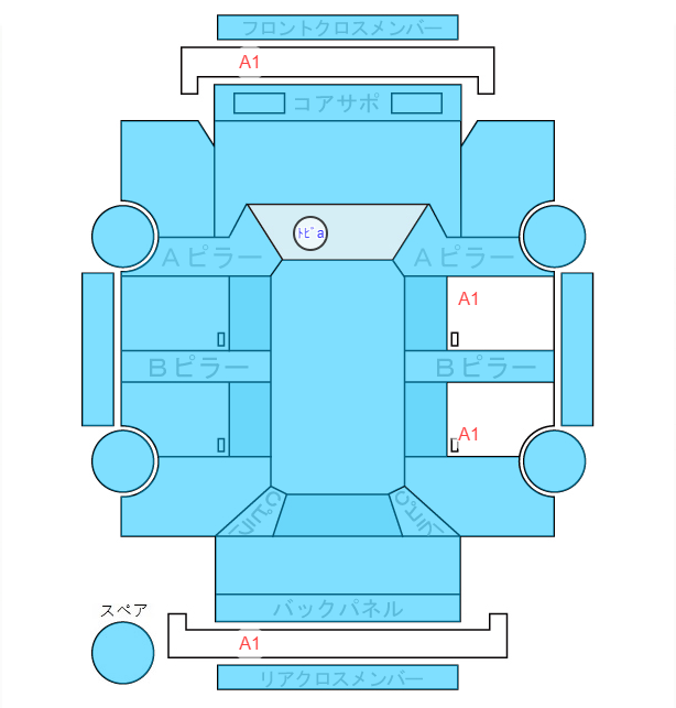 Body condition diagram (damage marks, Japanese labels)