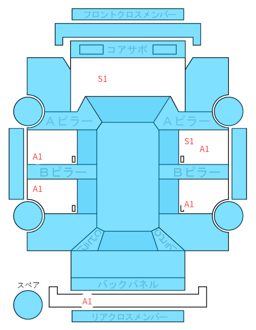 Body condition diagram (damage marks, Japanese labels)