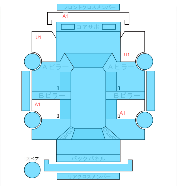Body condition diagram (damage marks, Japanese labels)