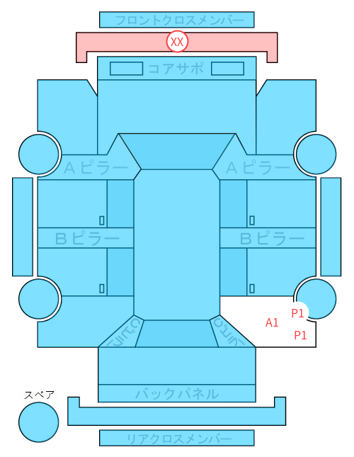 Body condition diagram (damage marks, Japanese labels)