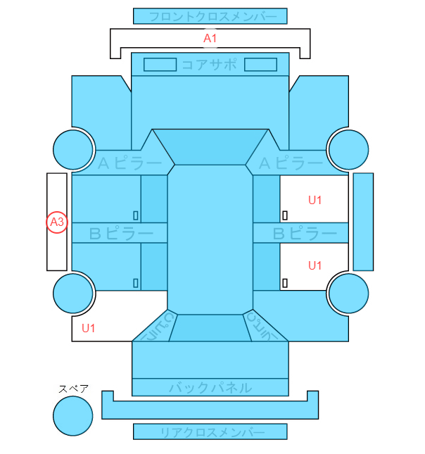 Body condition diagram (damage marks, Japanese labels)