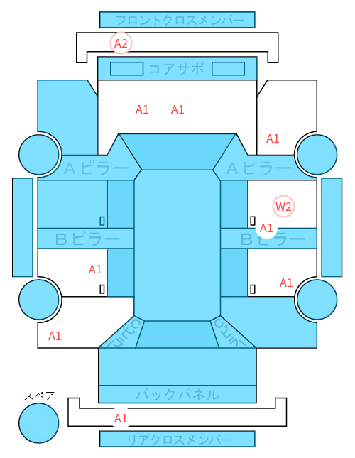 Body condition diagram (damage marks, Japanese labels)