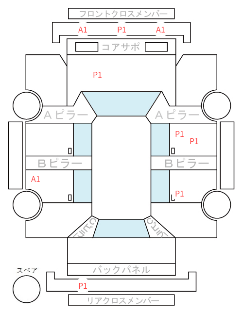 Body condition diagram (damage marks, Japanese labels)