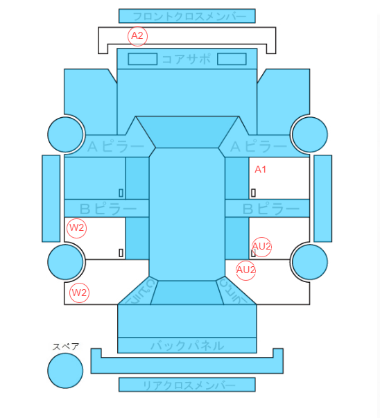 Body condition diagram (damage marks, Japanese labels)