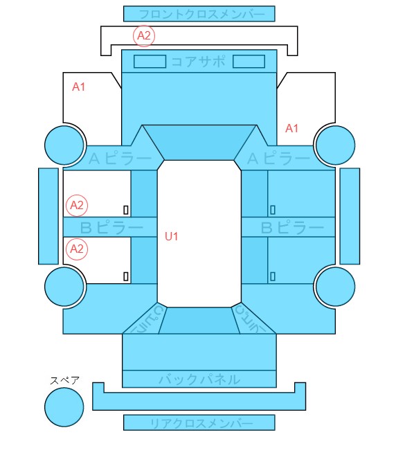Body condition diagram (damage marks, Japanese labels)