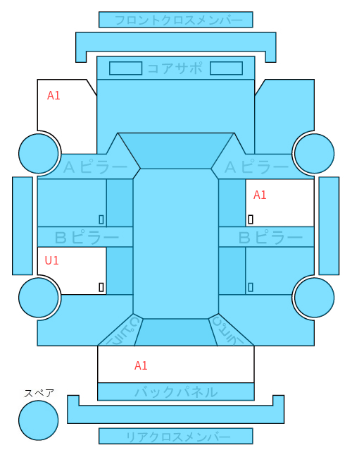 Body condition diagram (damage marks, Japanese labels)