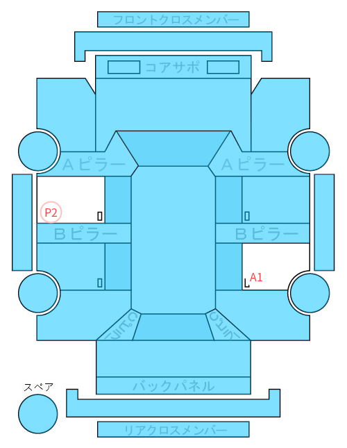 Body condition diagram (damage marks, Japanese labels)