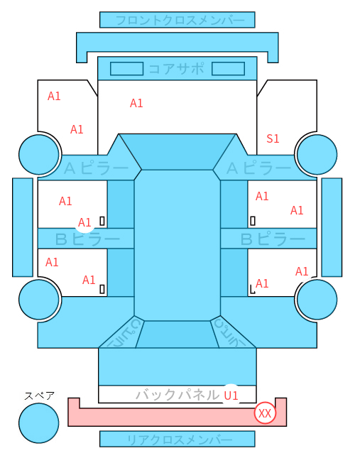 Body condition diagram (damage marks, Japanese labels)