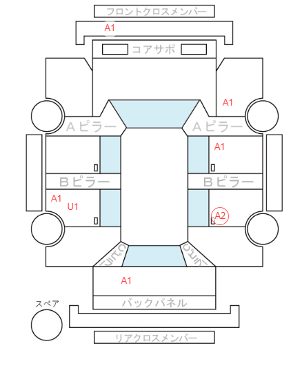 Body condition diagram (damage marks, Japanese labels)