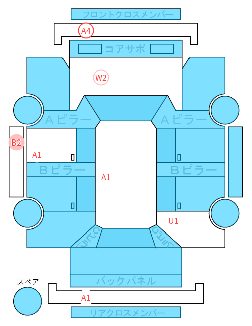 Body condition diagram (damage marks, Japanese labels)