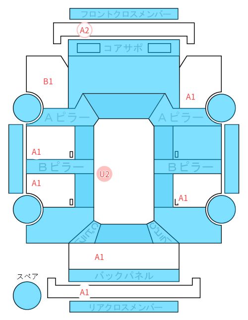 Body condition diagram (damage marks, Japanese labels)
