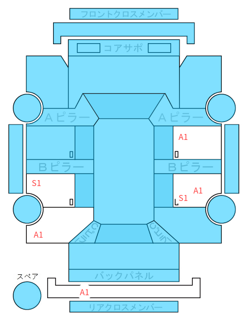 Body condition diagram (damage marks, Japanese labels)