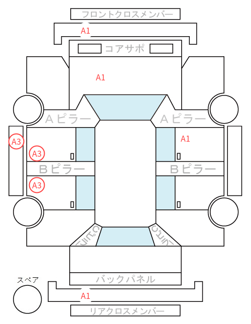 Body condition diagram (damage marks, Japanese labels)