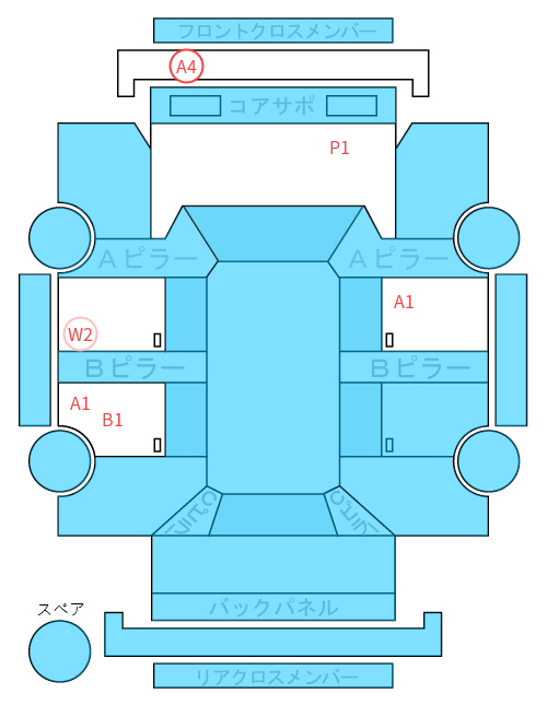 Body condition diagram (damage marks, Japanese labels)