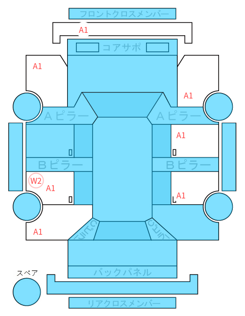 Body condition diagram (damage marks, Japanese labels)