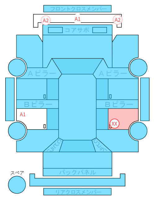 Body condition diagram (damage marks, Japanese labels)