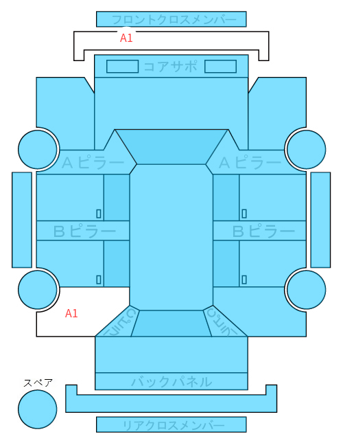 Body condition diagram (damage marks, Japanese labels)