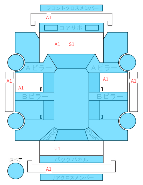 Body condition diagram (damage marks, Japanese labels)