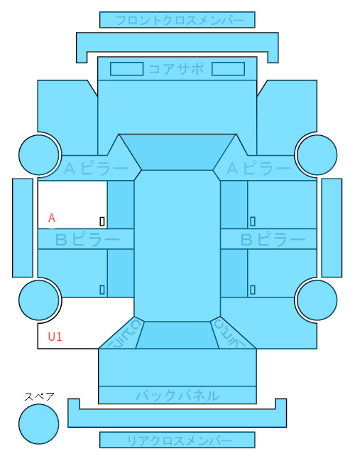 Body condition diagram (damage marks, Japanese labels)