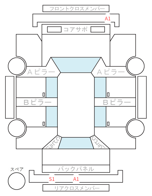 Body condition diagram (damage marks, Japanese labels)