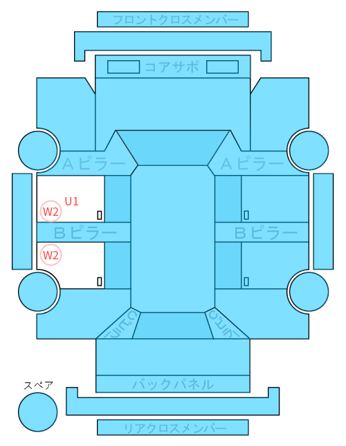Body condition diagram (damage marks, Japanese labels)