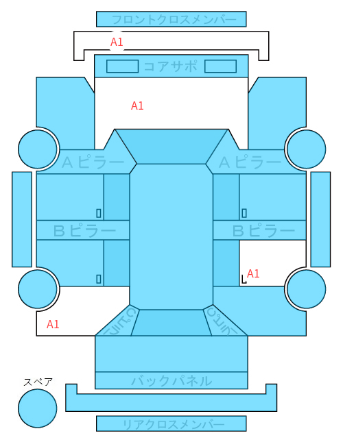 Body condition diagram (damage marks, Japanese labels)